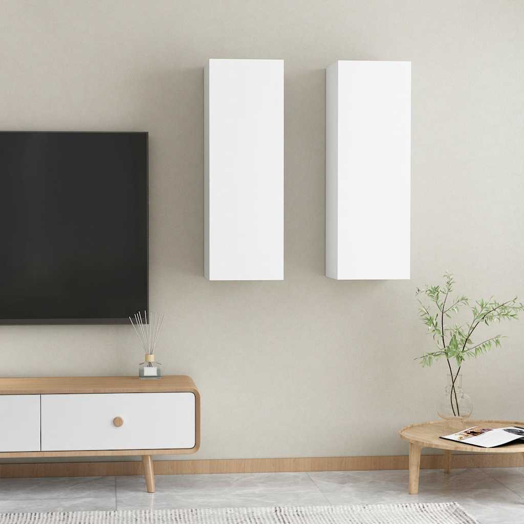 vidaXL Szafki TV 2 szt., białe, 30,5x30x90 cm, materiał drewnopochodny