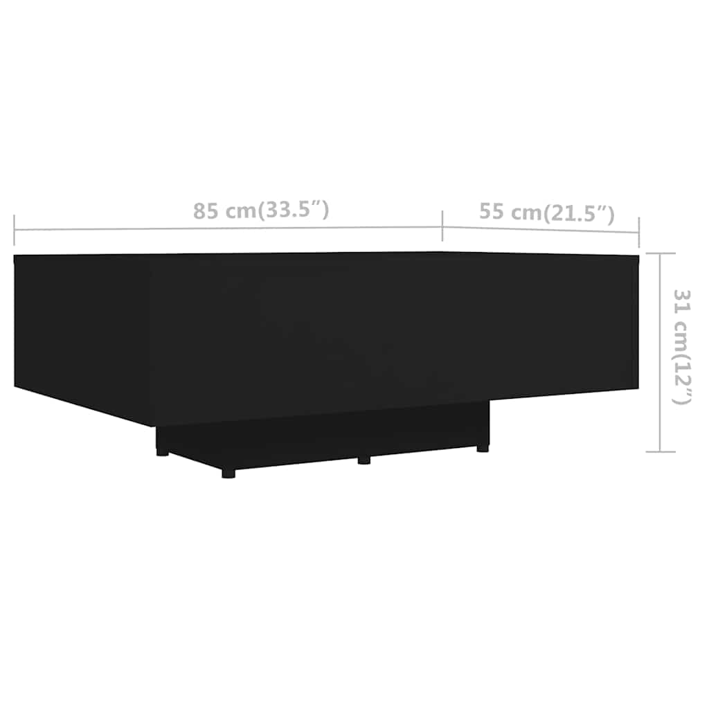 vidaXL Stolik kawowy, czarny, 85x55x31 cm, materiał drewnopochodny