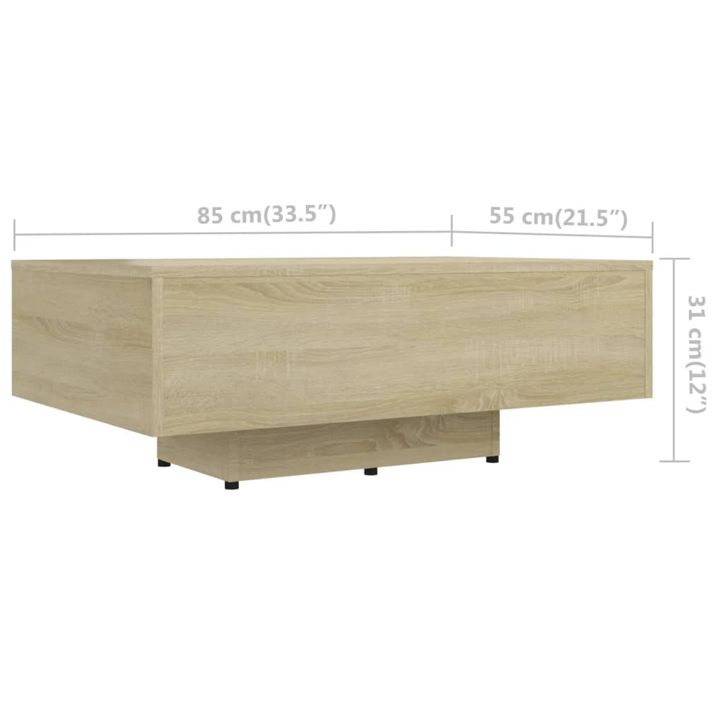 vidaXL Stolik kawowy, dąb sonoma, 85x55x31 cm, materiał drewnopochodny
