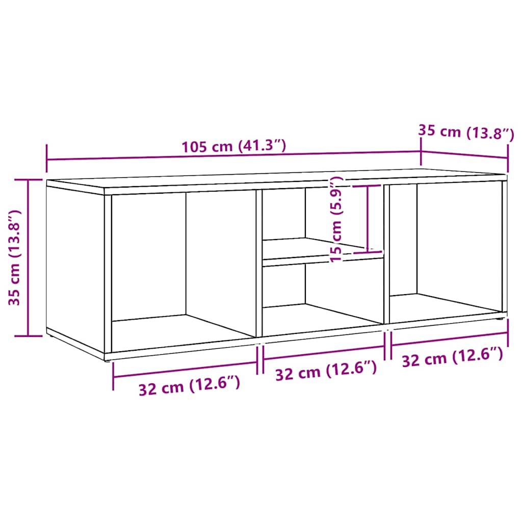 vidaXL Ławka na buty, biała, 105x35x35 cm, materiał drewnopochodny