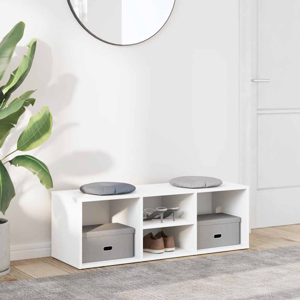 vidaXL Ławka na buty, biała, 105x35x35 cm, materiał drewnopochodny