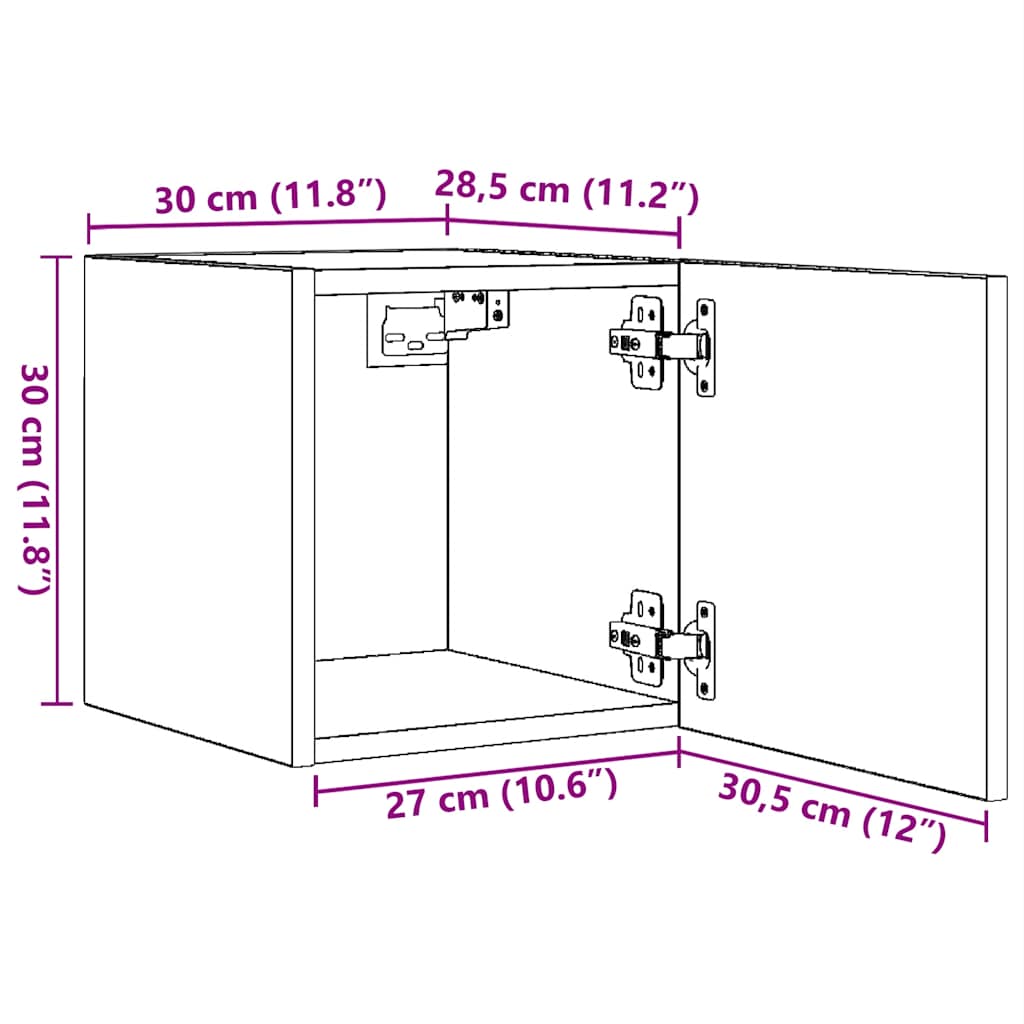 vidaXL Wiszące szafki telewizyjne, 4 szt., białe, 30,5x30x30 cm