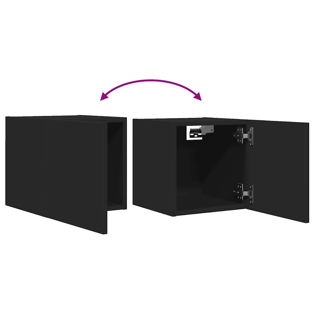 vidaXL Wiszące szafki telewizyjne, 2 szt., czarne, 30,5x30x30 cm