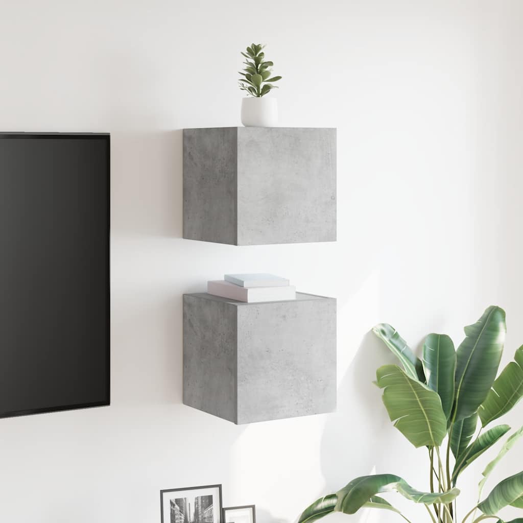 vidaXL Wiszące szafki TV, 2 szt., szarość betonu, 30,5x30x30 cm