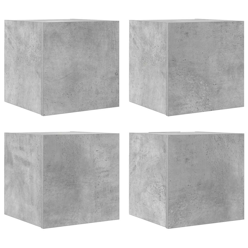 vidaXL Wiszące szafki TV, 4 szt., szarość betonu, 30,5x30x30 cm
