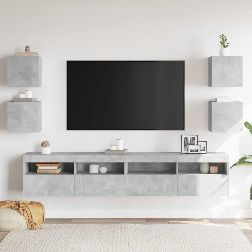 vidaXL Wiszące szafki TV, 4 szt., szarość betonu, 30,5x30x30 cm