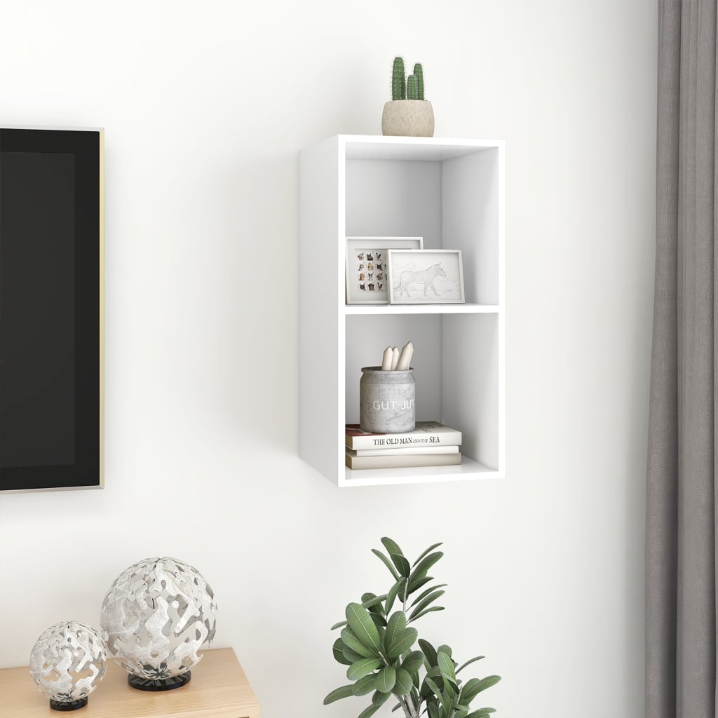 vidaXL Wisząca szafka TV, biała, 37x37x72 cm, materiał drewnopochodny