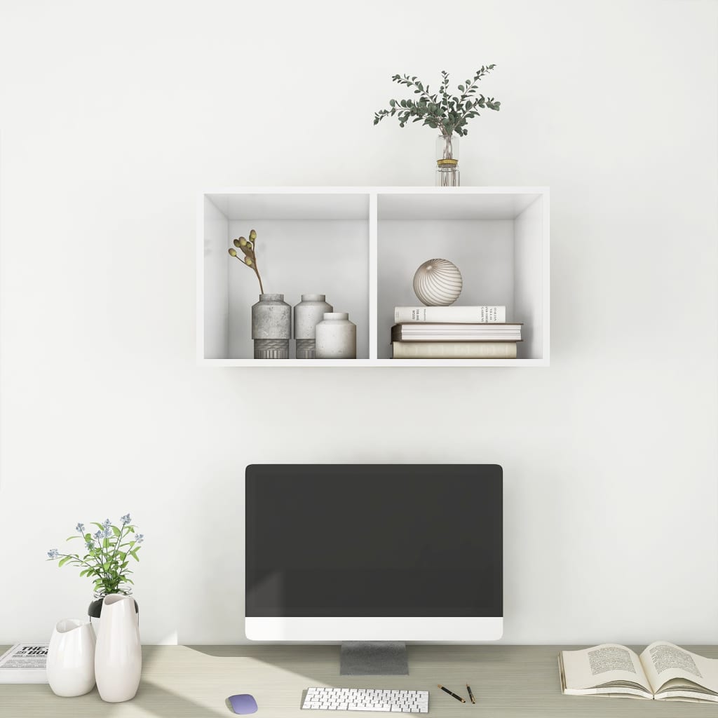 vidaXL Wisząca szafka TV, biała, 37x37x72 cm, materiał drewnopochodny