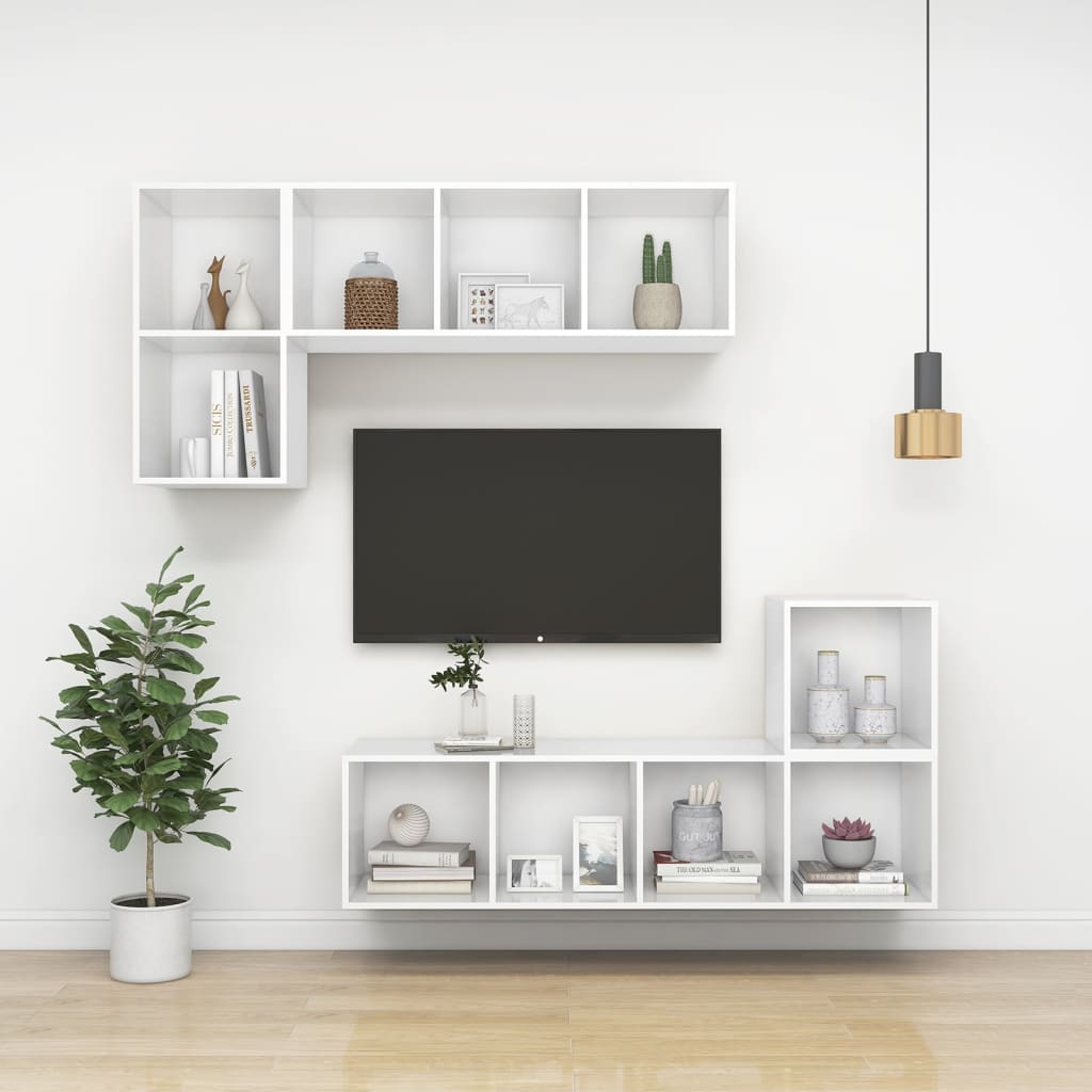 vidaXL Wisząca szafka TV, biała, 37x37x72 cm, materiał drewnopochodny