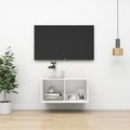 vidaXL Wisząca szafka TV, biała, 37x37x72 cm, materiał drewnopochodny