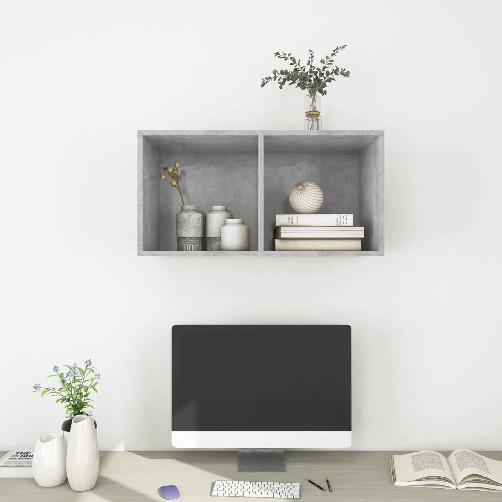 vidaXL Wisząca szafka pod TV, szarość betonu, 37x37x72 cm