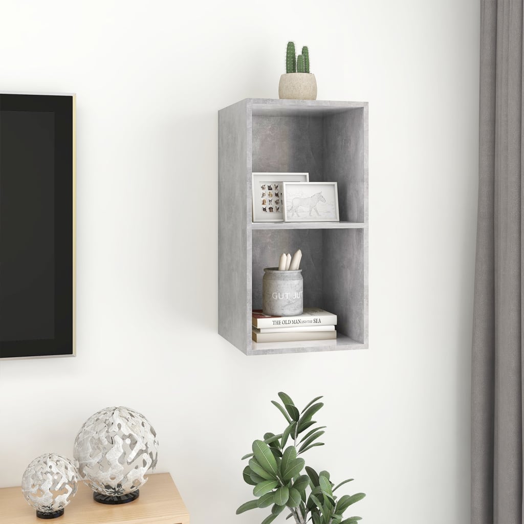 vidaXL Wisząca szafka pod TV, szarość betonu, 37x37x72 cm