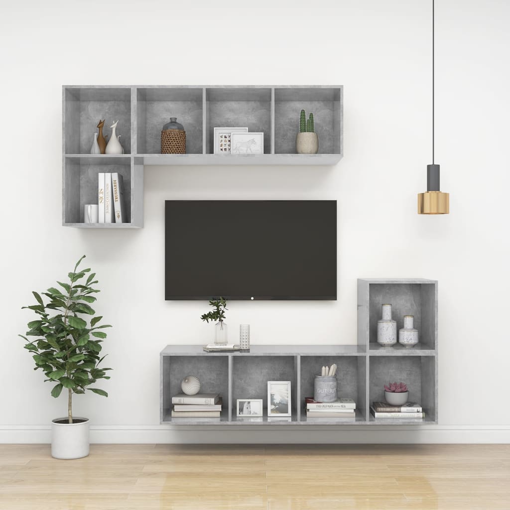 vidaXL Wisząca szafka pod TV, szarość betonu, 37x37x72 cm