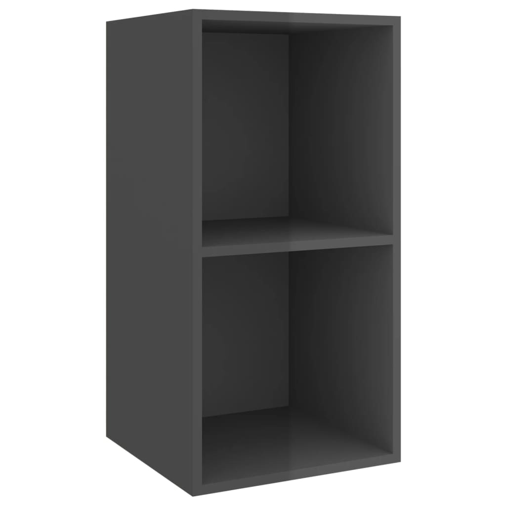 vidaXL Wisząca szafka pod TV, wysoki połysk, szara, 37x37x72 cm