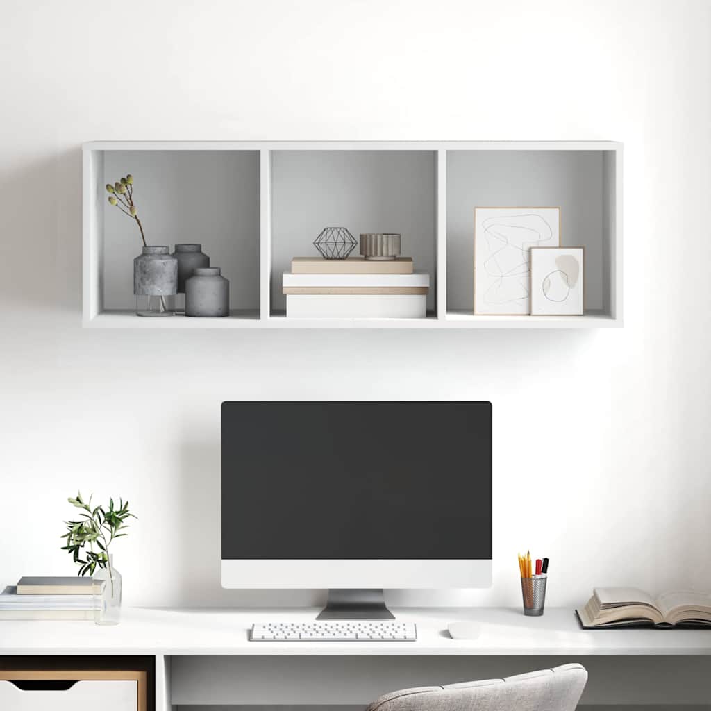 vidaXL Wisząca szafka pod TV, biała, 37x37x107 cm