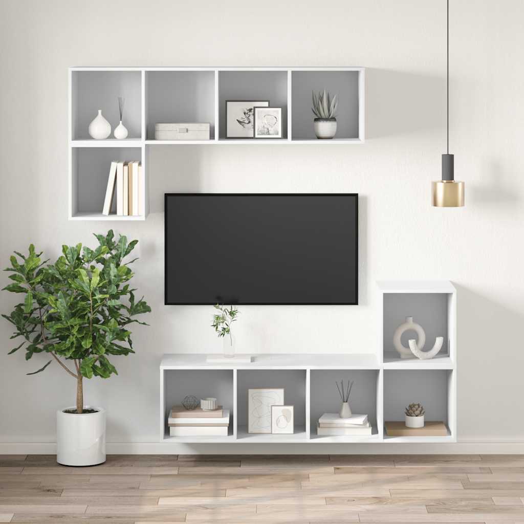 vidaXL Wisząca szafka pod TV, biała, 37x37x107 cm