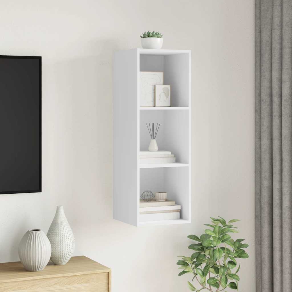 vidaXL Wisząca szafka pod TV, biała, 37x37x107 cm