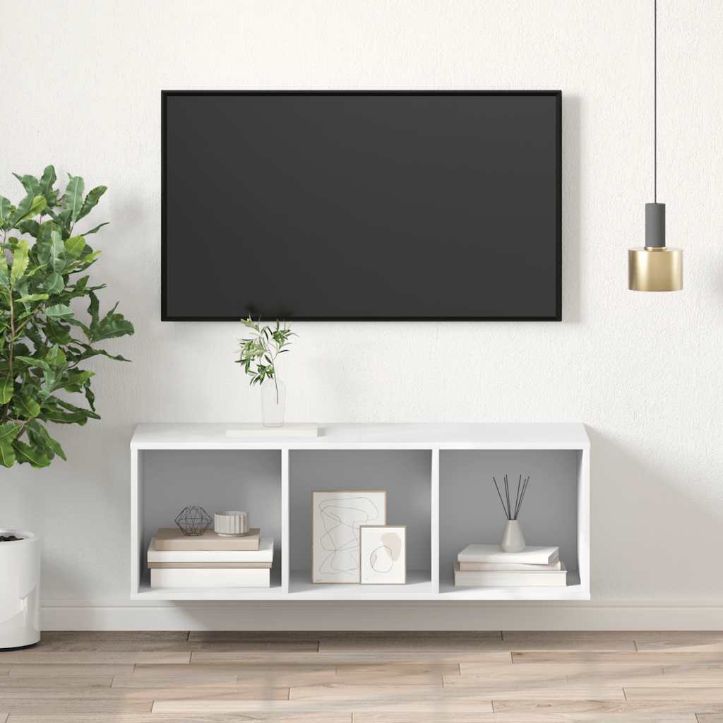 vidaXL Wisząca szafka pod TV, biała, 37x37x107 cm
