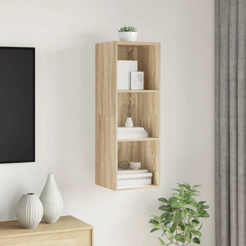 vidaXL Wisząca szafka pod TV, kolor dąb sonoma, 37x37x107 cm
