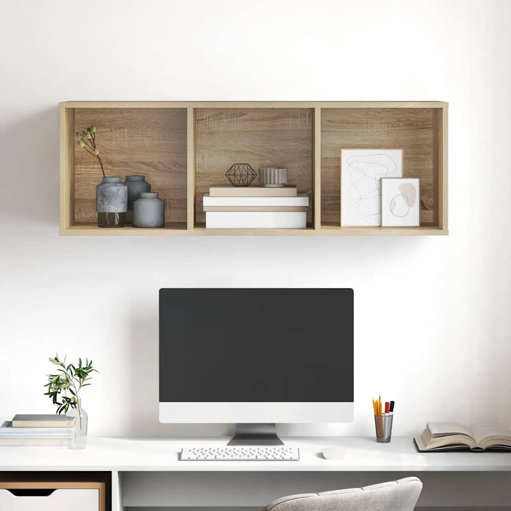 vidaXL Wisząca szafka pod TV, kolor dąb sonoma, 37x37x107 cm