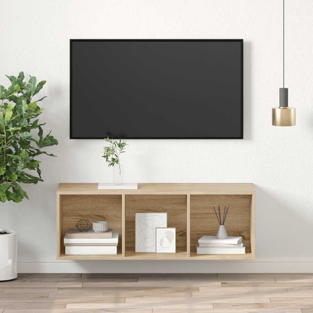 vidaXL Wisząca szafka pod TV, kolor dąb sonoma, 37x37x107 cm