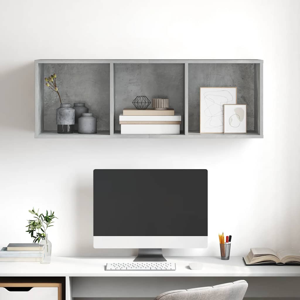 vidaXL Wisząca szafka pod TV, szarość betonu, 37x37x107 cm