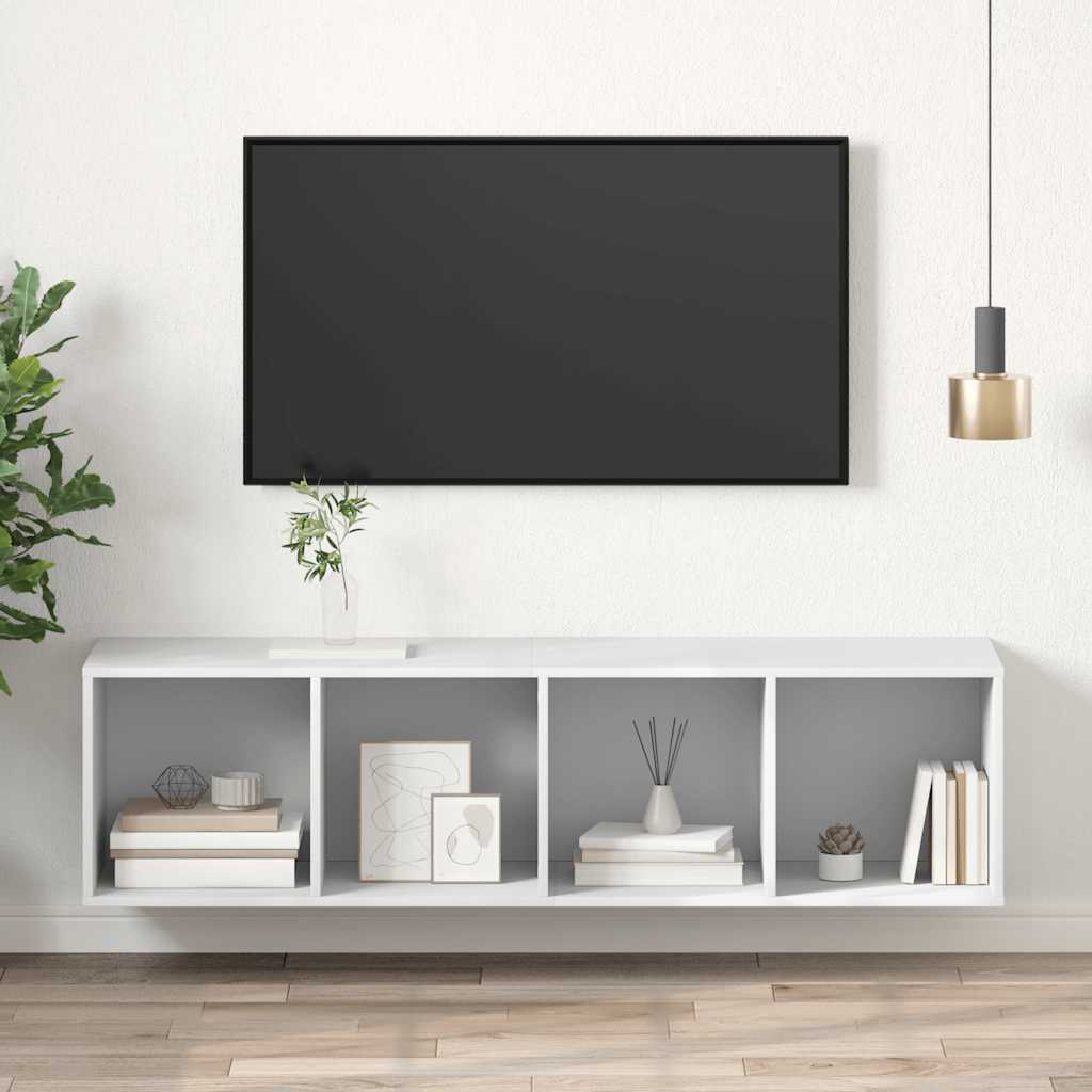 vidaXL Wisząca szafka TV, biała, 37x37x142,5 cm