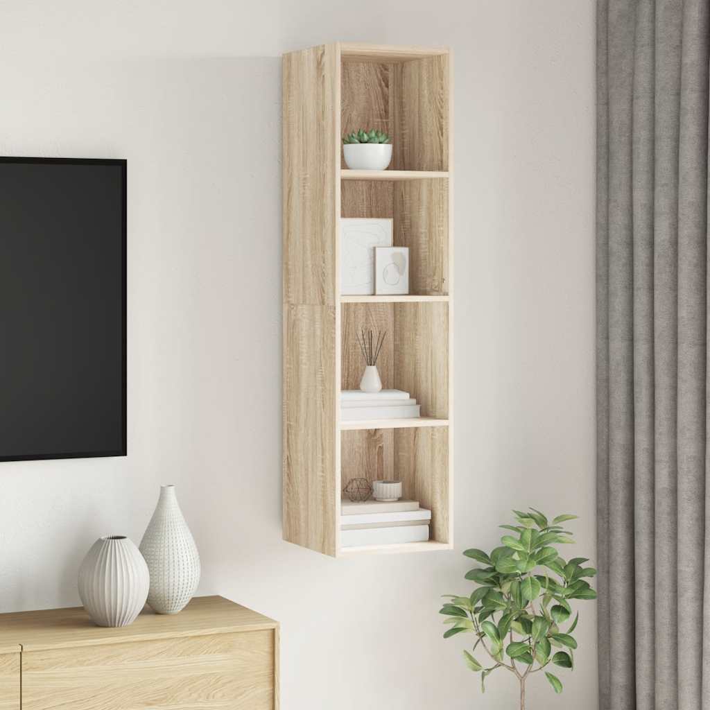 vidaXL Wisząca szafka TV, dąb sonoma, 37x37x142,5 cm