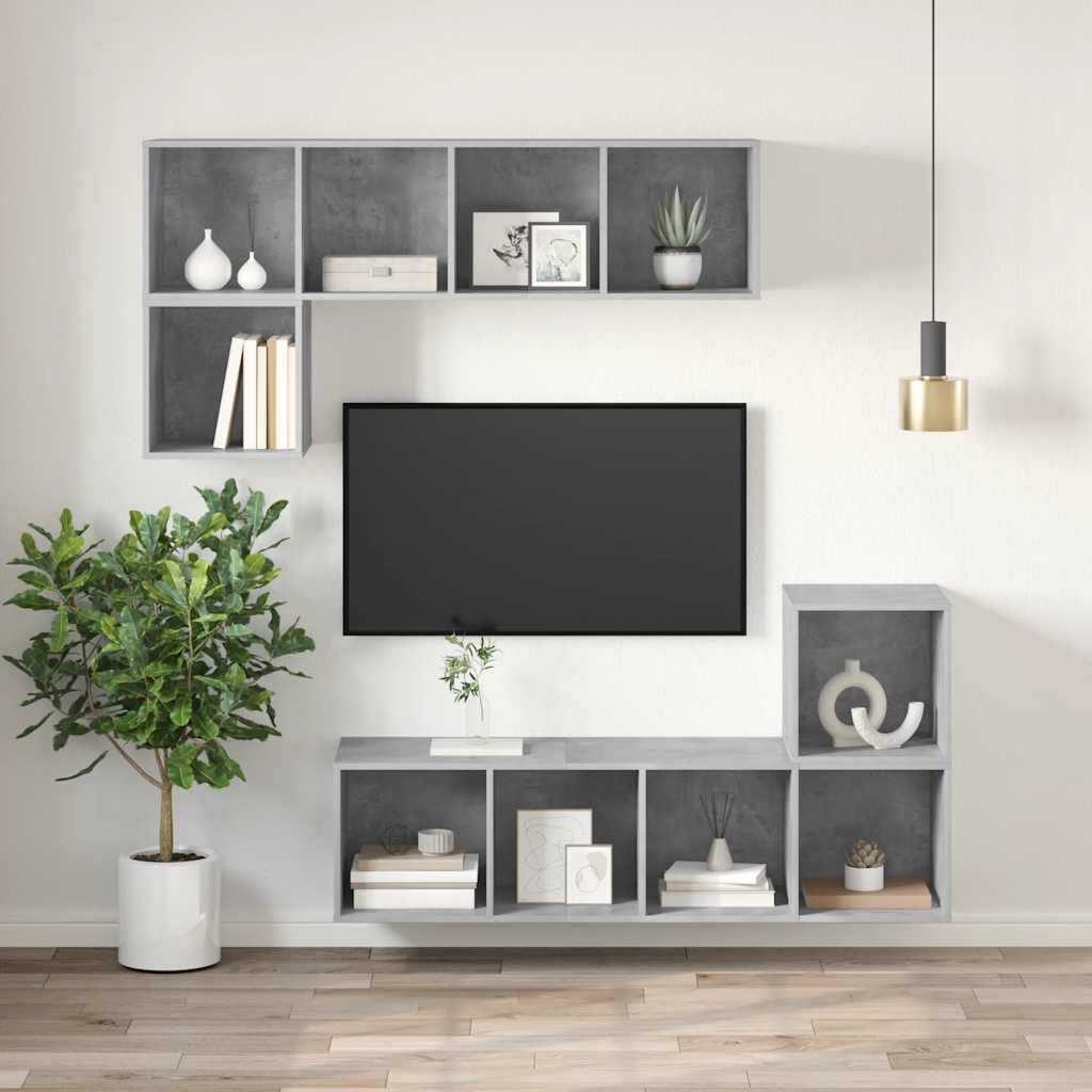 vidaXL Wisząca szafka TV, szarość betonu, 37x37x142,5 cm