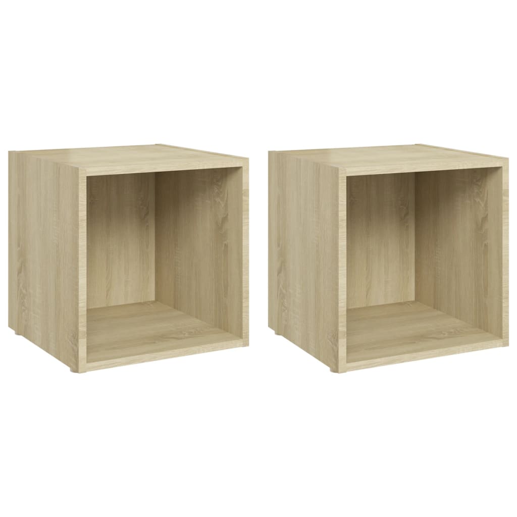 vidaXL Szafki pod TV, 2 szt., dąb sonoma, 37x35x37 cm