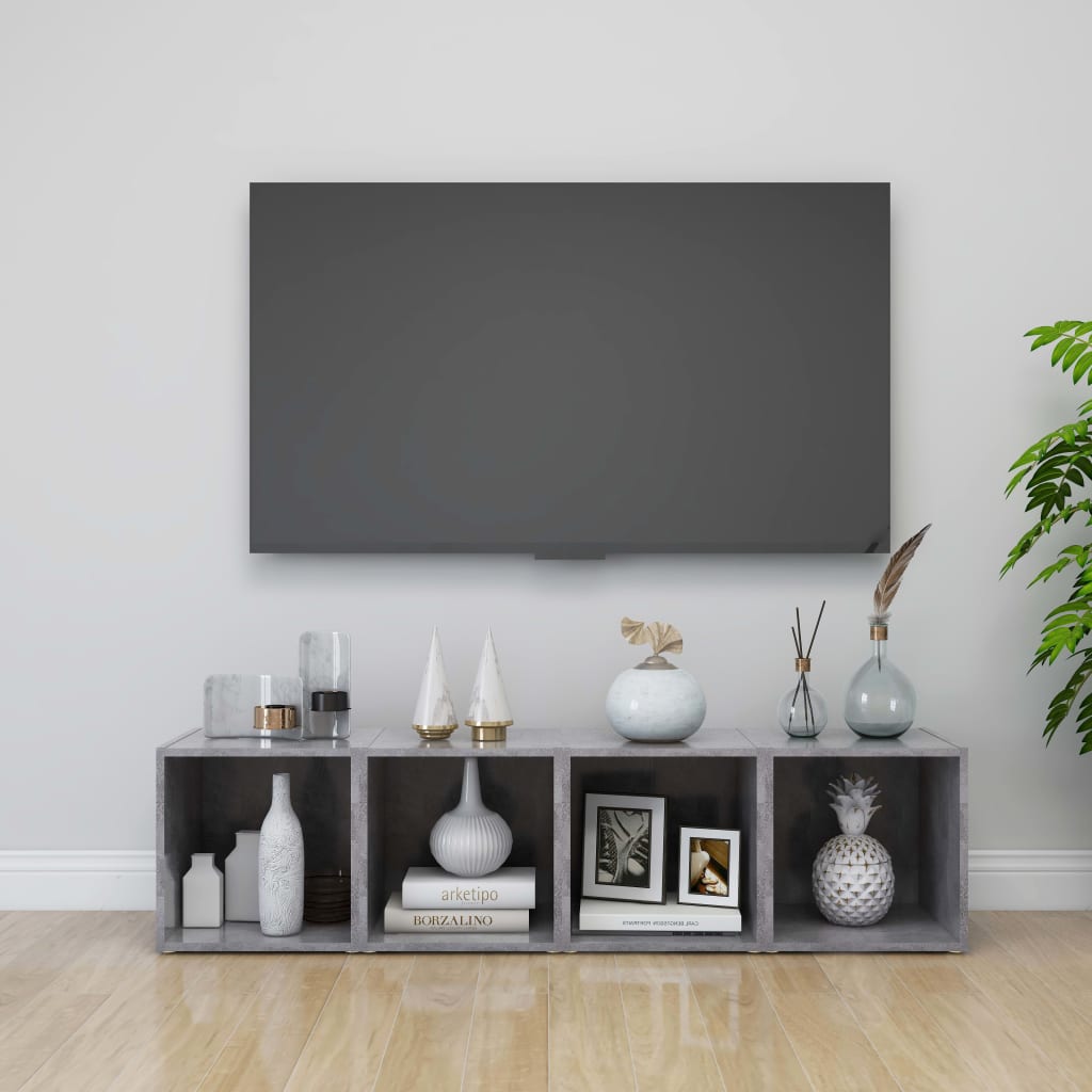 vidaXL Szafki pod TV, 4 szt., szarość betonu, 37x35x37 cm