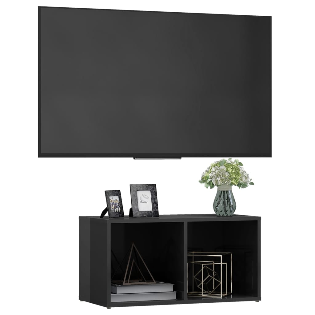 vidaXL Szafka pod TV, wysoki połysk, szara, 72x35x36,5 cm