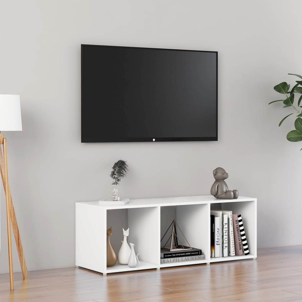 vidaXL Szafka pod TV, biała, 107x35x37 cm, materiał drewnopochodny