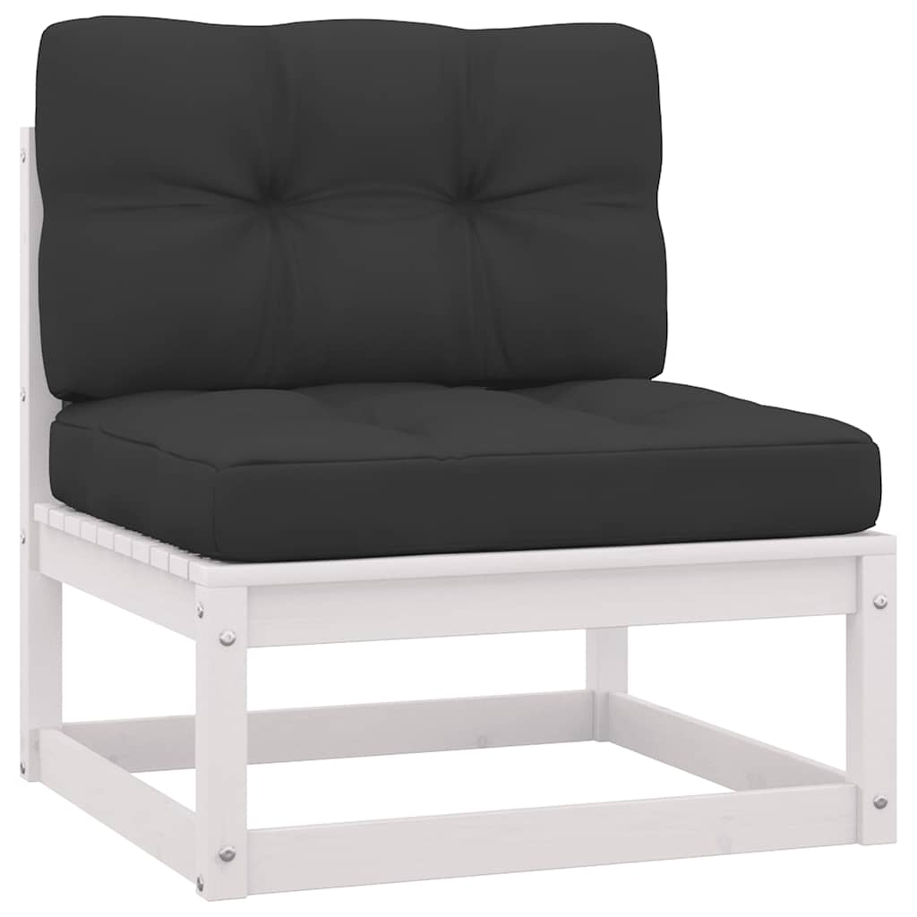 vidaXL Ogrodowa sofa środkowa z antracytowymi poduszkami, białe drewno