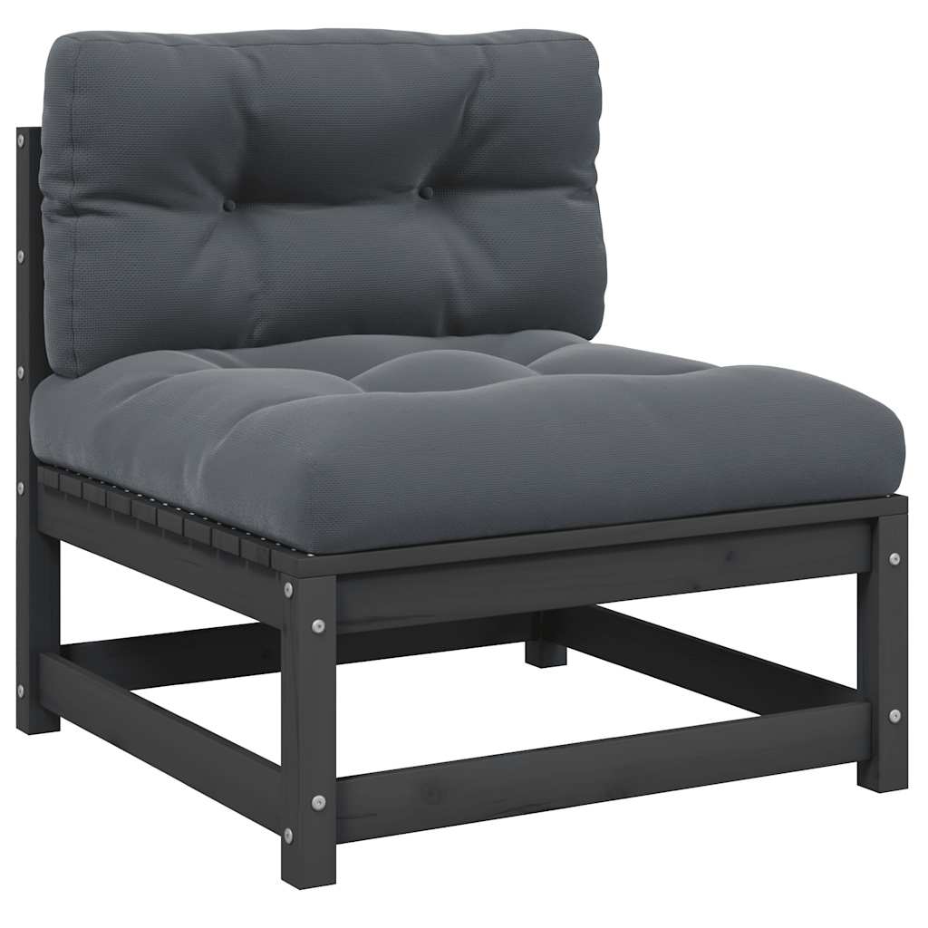 vidaXL Ogrodowa sofa środkowa z antracytowymi poduszkami, szare drewno