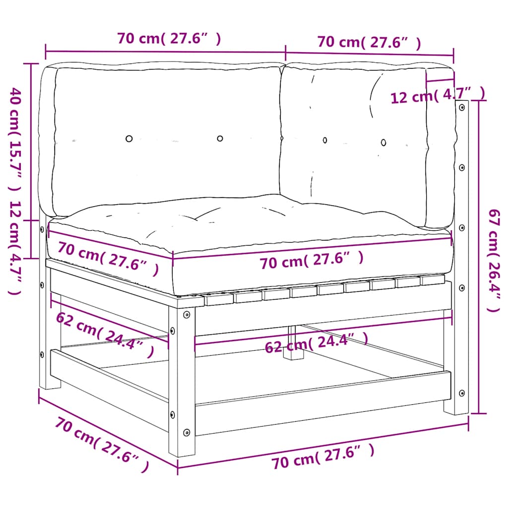 vidaXL 2-osobowa sofa ogrodowa z poduszkami, lite drewno sosnowe
