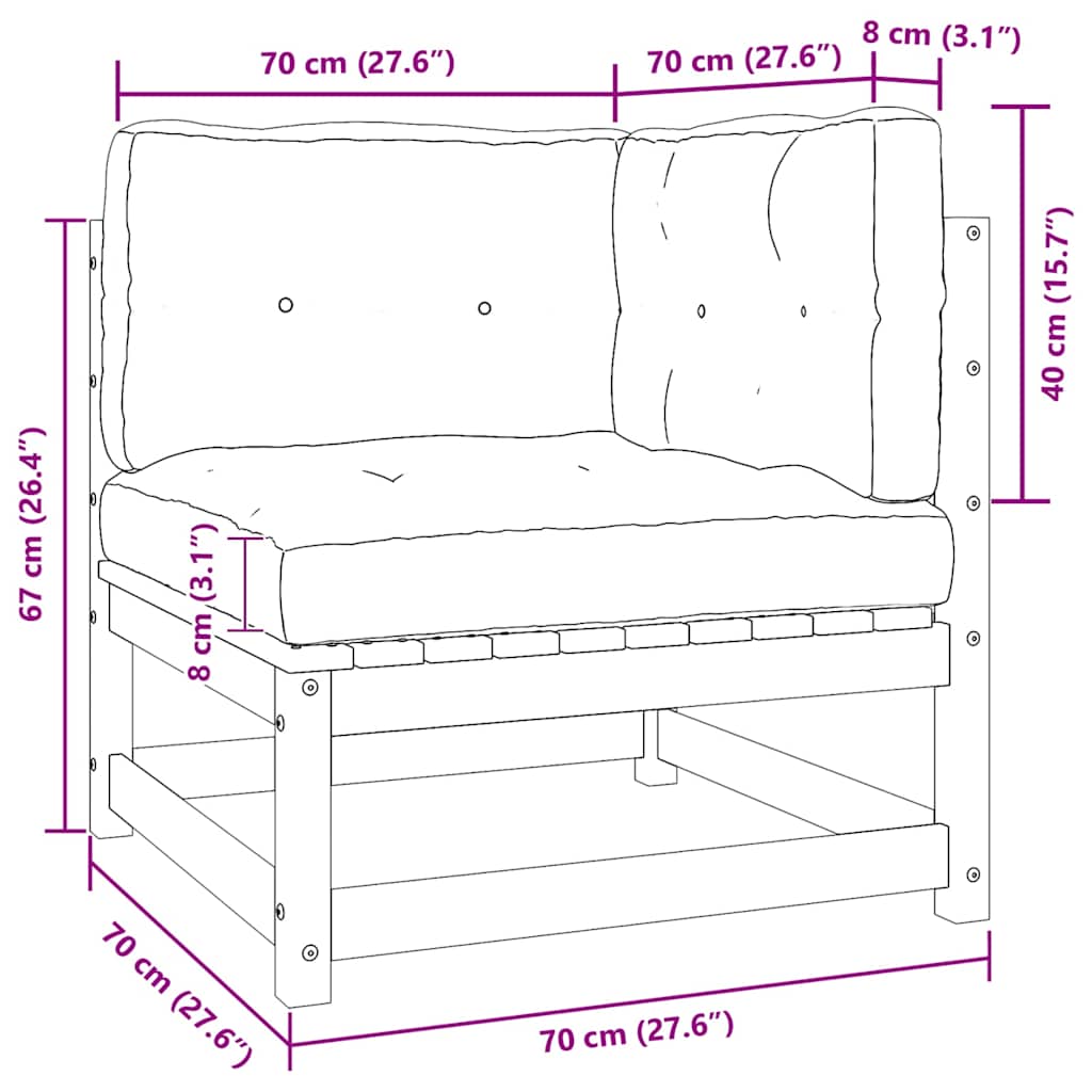 vidaXL 2-osobowa sofa ogrodowa z poduszkami, biała, drewno sosnowe