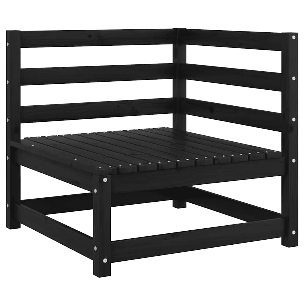 vidaXL 2-osobowa sofa ogrodowa z poduszkami, czarna, drewno sosnowe