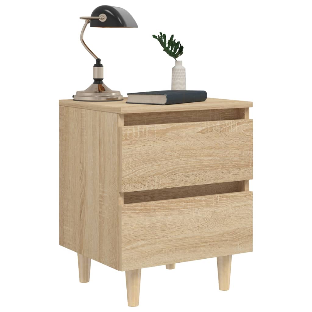 vidaXL 2 szafki nocne, sosnowe nogi, dąb sonoma, 40x35x50 cm
