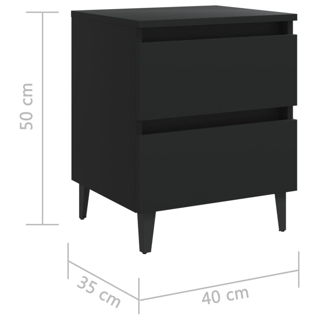 vidaXL Szafka nocna, czarna, 40x35x50 cm, materiał drewnopochodny