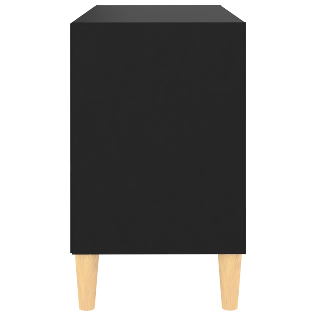 vidaXL Szafka pod TV z drewnianymi nóżkami, czarna, 69,5x30x50 cm