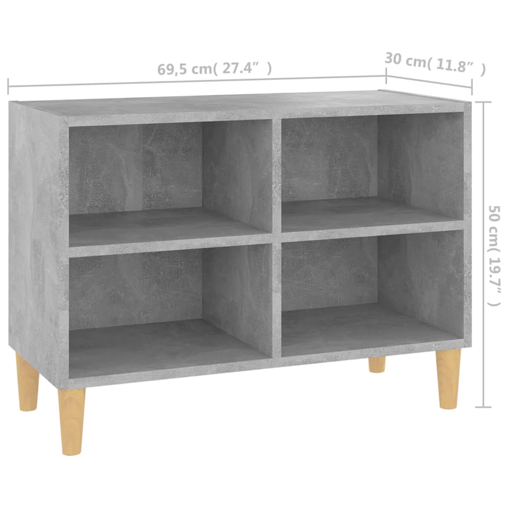 vidaXL Szafka TV z drewnianymi nóżkami, szarość betonu, 69,5x30x50 cm