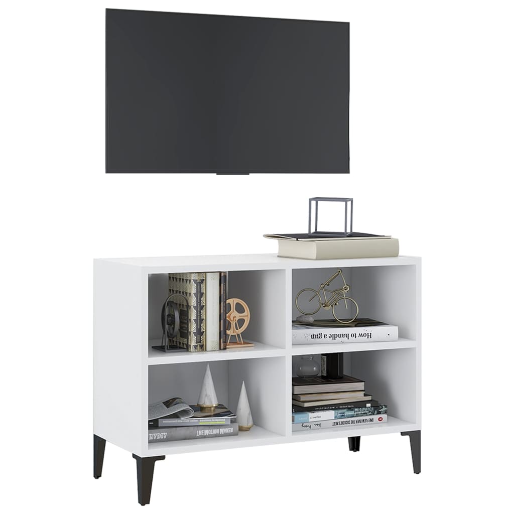 vidaXL Szafka TV z metalowymi nóżkami, biała, 69,5x30x50 cm