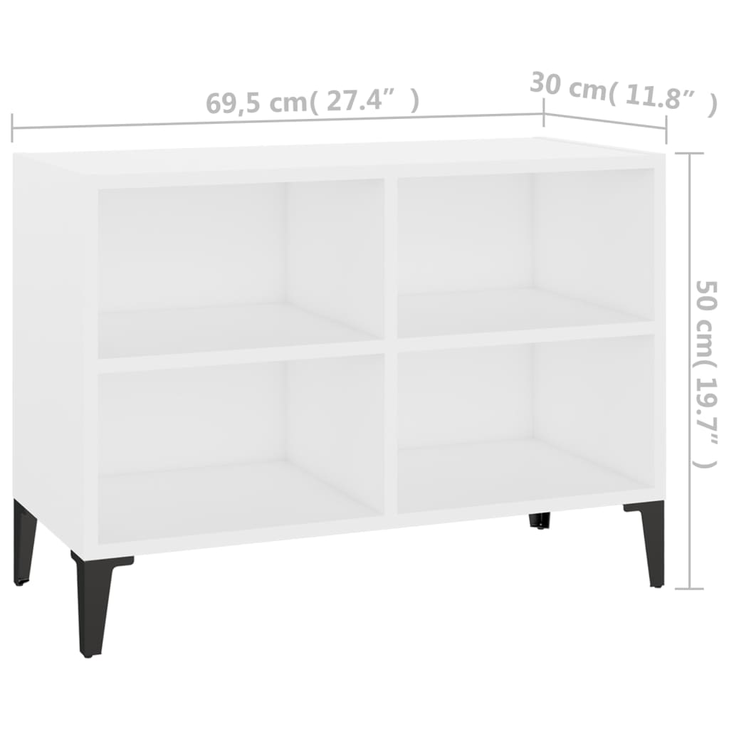 vidaXL Szafka TV z metalowymi nóżkami, biała, 69,5x30x50 cm