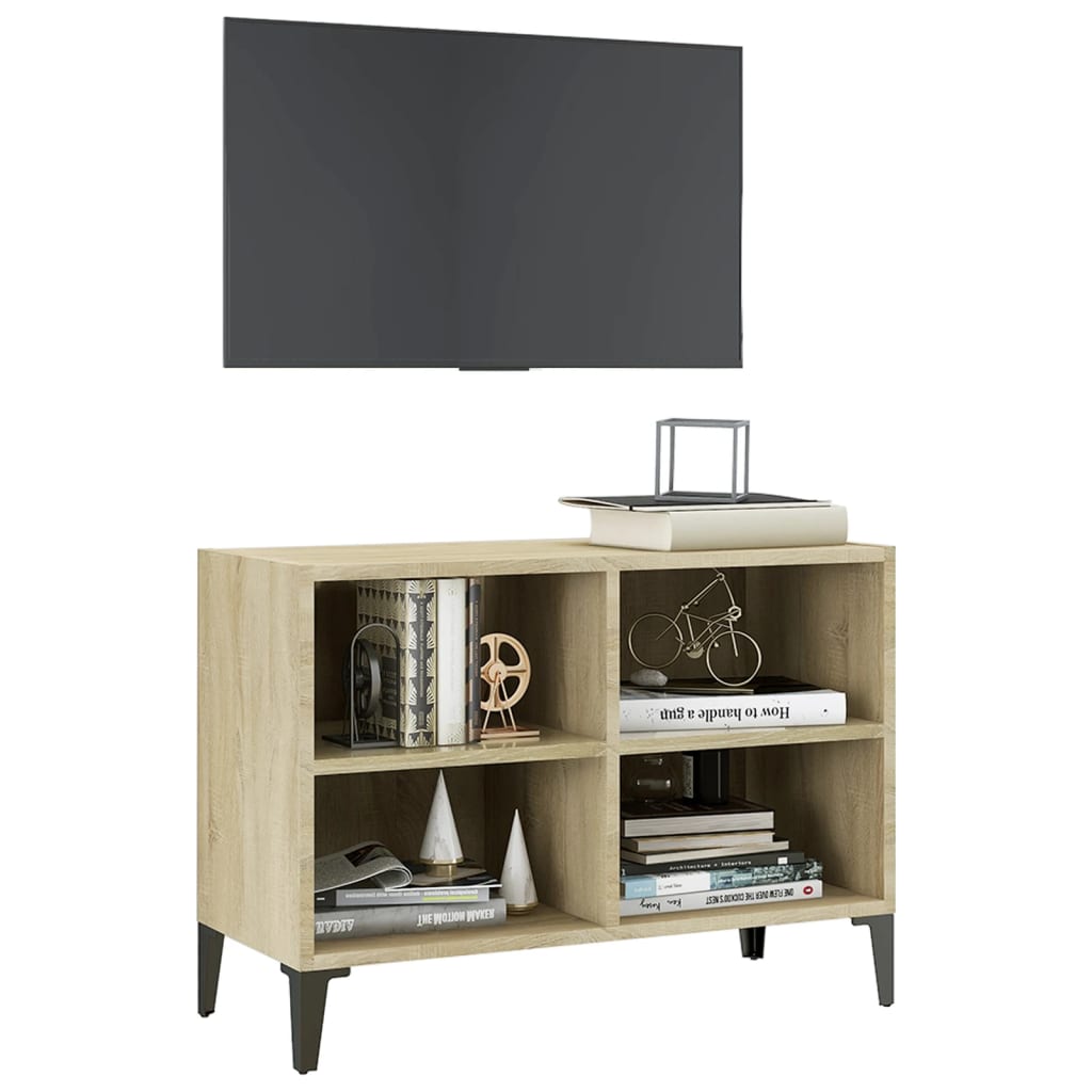 vidaXL Szafka TV, metalowe nóżki, dąb sonoma, 69,5x30x50 cm