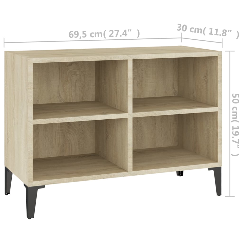 vidaXL Szafka TV, metalowe nóżki, dąb sonoma, 69,5x30x50 cm