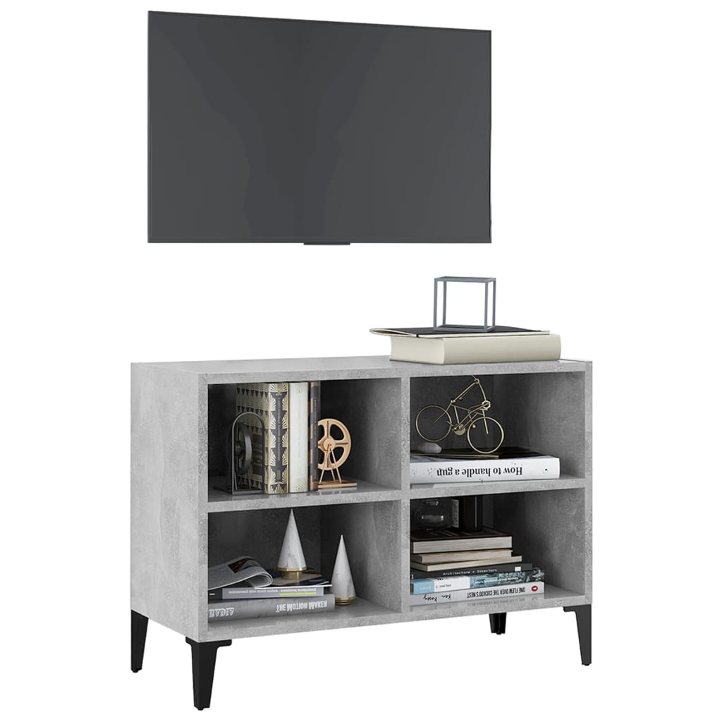 vidaXL Szafka TV z metalowymi nóżkami, szarość betonu, 69,5x30x50 cm