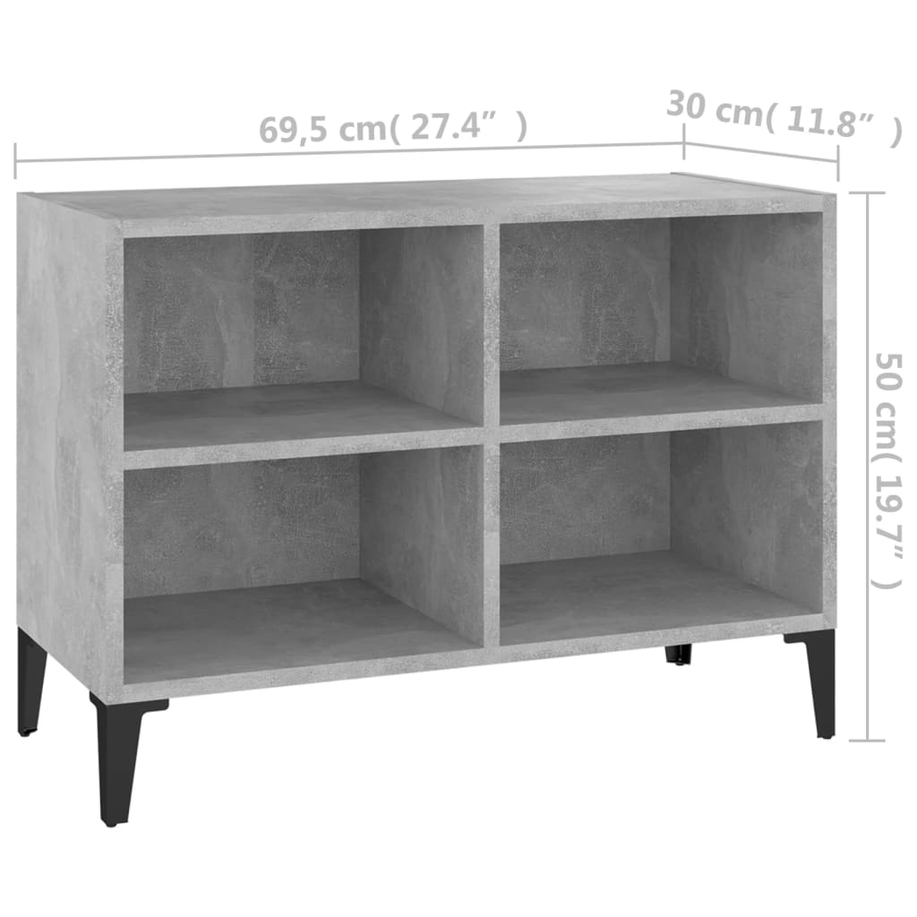 vidaXL Szafka TV z metalowymi nóżkami, szarość betonu, 69,5x30x50 cm