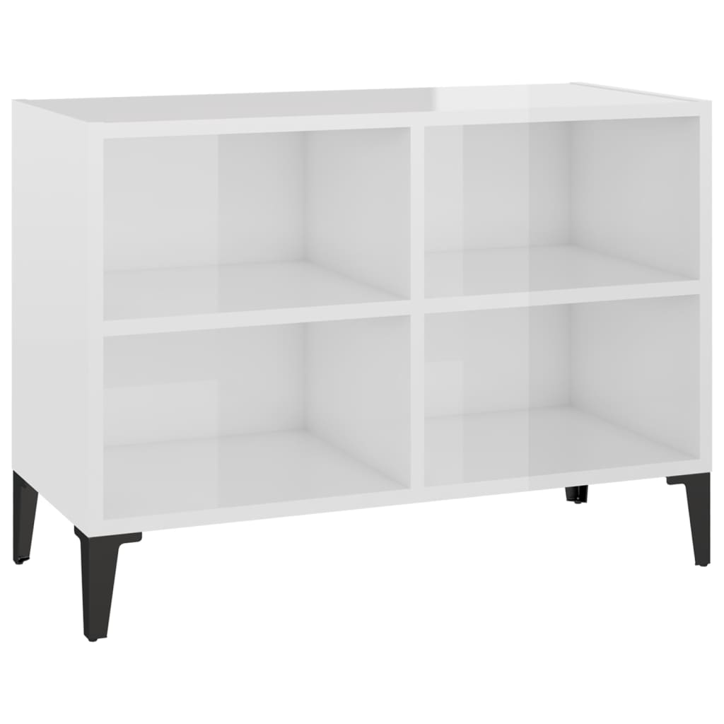 vidaXL Szafka TV z metalowymi nóżkami, biała, połysk, 69,5x30x50 cm