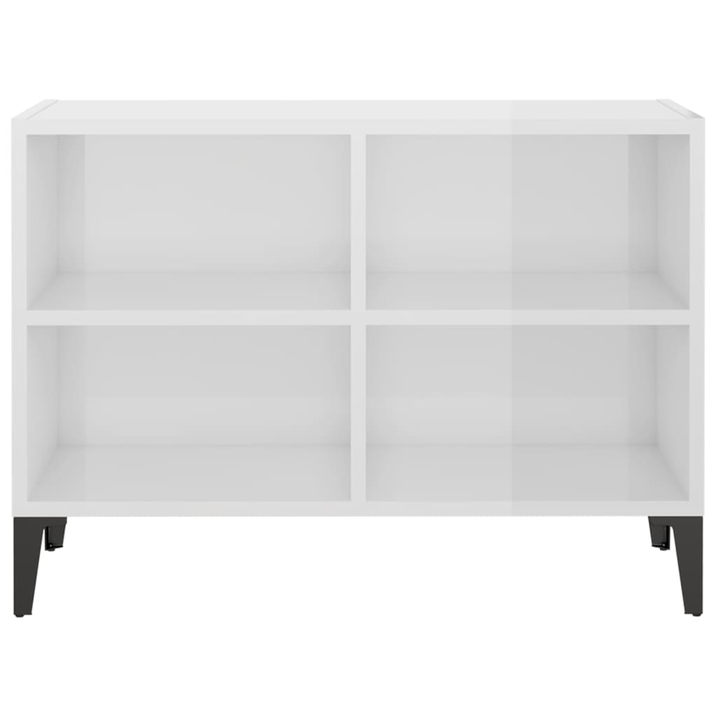 vidaXL Szafka TV z metalowymi nóżkami, biała, połysk, 69,5x30x50 cm